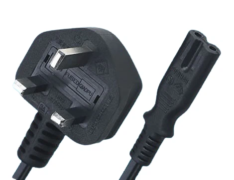 Saudi Arabia Power Cords, SASO 2203 Plug To IEC 60320 C7 Connector, Type G, 3 Poles Plug, SASO GCC Certified Saudi Arabia Power Cords, SASO 2203 Plug To IEC 60320 C7 Connector, Type G, 3 Poles Plug, SASO GCC Certified